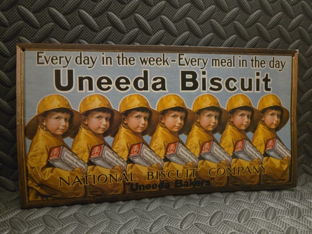 Uneeda Biscuit Advertising Sign Nostalgia Ink Reproduction Vintage Style Decor